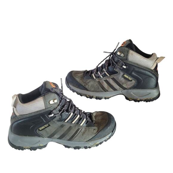 Adidas Gore-Tex Mens Size 6 Black Hiking Trail Mid Top Shoes ClimaProof - Picture 1 of 13